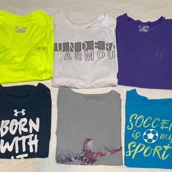 Bundle of 6 Girl's Under Armour Short Sleeve T-Shirts S… - Picture 1 of 7